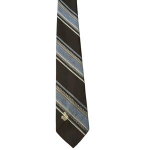Via Re Vintage brown and blue diagonally striped tie. Excellent used condition.